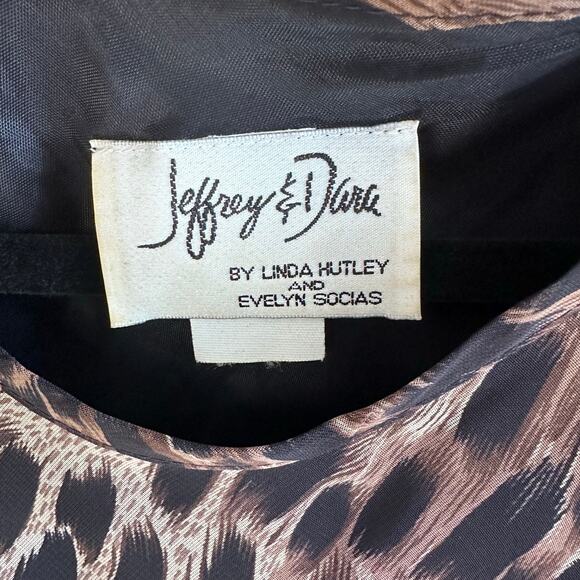 Vintage womans Jeffrey & Dara leopard print shoulder pads midi dress size 14 - Picture 3 of 6